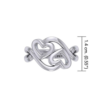 Double Heart Silver Puzzle Ring By Peter Stone Jewelry TRI2464 - Jewelry